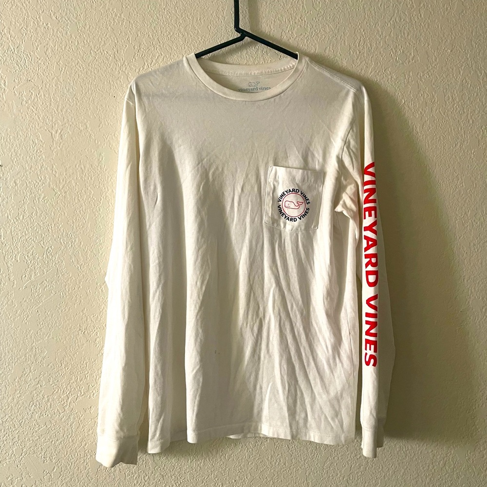Vineyard Vines Mens Sweatshirt Size M White Red Cotton Spellout